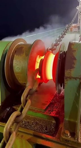 Anchor chain heat is absolutely insane #ship #maritime #extreme