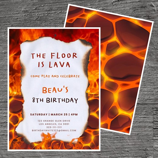 Floor is Lava for Beau Theme Birthday Party Invitation Template, Skies in the Ringuss, Strategies, Custom Editable 5 X 7", Canva Free Tool. - Etsy