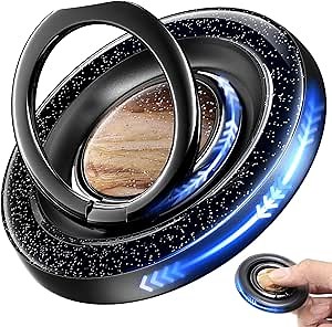 Phone Ring Grip for MagSafe with Fidget Spinner [2025] - 360° Rotatable Stand for iPhone 17/16/15/14/13 | Adjustable Portrait/Landscape Viewing