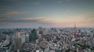 Aerial view of a city during the night - Free Stock Video
