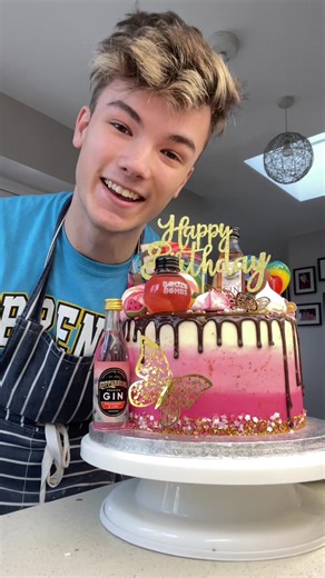21st Birthday Cake Decorating | Pink Ombre Drip Cake Tutorial