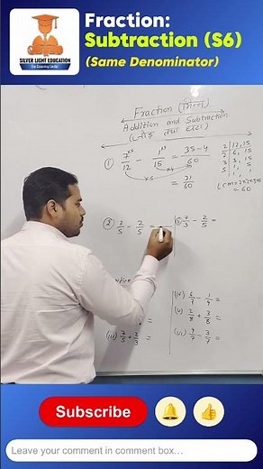 Subtraction of fraction when Denominator is Same #maths #fraction #subtractionoffraction