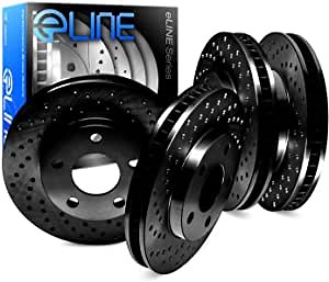 R1 Concepts Front and Rear Brakes and Rotors| Drilled Brake Rotors| Front and Rear Disc Brake Rotors| Fits 1996-1997 Ford Crown, Lincoln Town Car, Mercury Grand Marquis