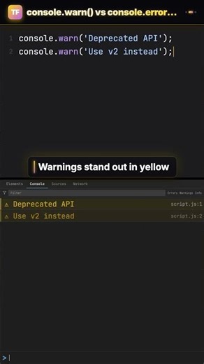 Console colors: warn vs error in 15 seconds #Shorts