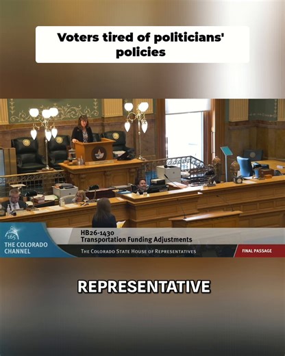 Colorado voters are speaking—and this bill tries to go around them.Instead of fixing our roads, HB26-1430 sidesteps a ballot effort that would actually lock funding into roads where it belongs.🚗 98% of Coloradans drive to work🛣️ Our roads rank 43rd in the nation💸 Billions spent… barely anything on actual roadsPeople are tired of the games. They want safe roads, not more political maneuvering.Let the voters decide. Vote NO on HB26-1430.
