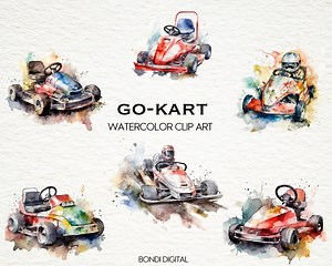 Watercolor Go-kart Clipart | PNG Format for Commercial Use, Instant Download, 20 Transparent Images | Go-cart Clipart | Karting Art - Etsy Australia