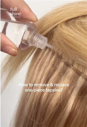 How to remove & replace one-piece tapeins? 💛60 tape ins 🤎1622 one-piece tapeins #fullshinehair #hairextensions #fyp #onepiecetapeins #tapeins