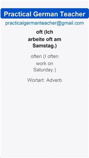 10 new German Adverbs (A1 Level)