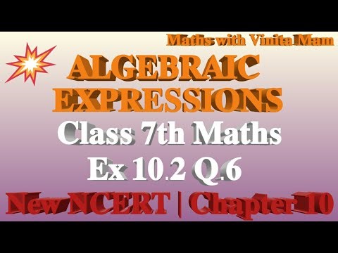 𝗤𝟲 - 𝗘𝘅 𝟭𝟬.𝟮 - 𝗔𝗹𝗴𝗲𝗯𝗿𝗮𝗶𝗰 𝗘𝘅𝗽𝗿𝗲𝘀𝘀𝗶𝗼𝗻𝘀 - 𝗖𝗵𝗮𝗽𝘁𝗲𝗿 𝟭𝟬 - 𝗖𝗹𝗮𝘀𝘀 𝟳 𝗠𝗮𝘁𝗵𝘀 - 𝗩𝗶𝗻𝗶𝘁𝗮 𝗠𝗮𝗺 ✨