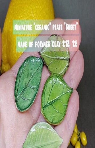 Olesya dollhouse miniature on Instagram: "Video tutorial miniatures "ceramic sheet" made of polymer clay. 🍋🍃 1:12 To purchase this lesson, you can follow the link in the profile biography, write me a personal message here or write to the mail lesyamnogomama@yandex.ru . I also added an active link to the story.👆 #miniature #tutorial #diyminiature #polymerclaydiy"