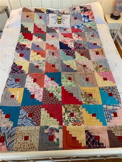 Vintage Log Cabin Quilt – 1930s–40s Depression Era Patchwork With Flannel Back 72in X 42in - Etsy