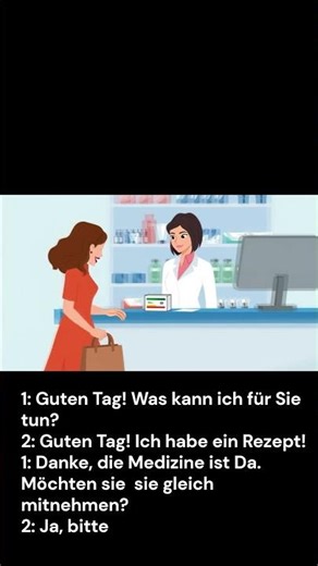 A simple and useful German conversation at the pharmacy #learngerman #deutschlernen