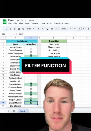 Enhance Your Guest List with Google Sheets FILTER Function