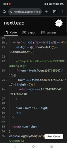 String to Integer (atoi) Explained | Handle Edge Cases & Overflow | JavaScript Solution