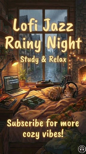 LoFi Jazz Beats 🌧️ Rainy Night Study Music with Cat 🐱 | Chill Music for Work & Focus #rainynight