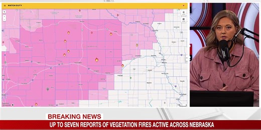 Up to seven reports of vegetation fires burning across Nebraska Wednesday evening - clipped version