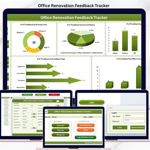 Office Renovation Feedback Tracker in Excel - Next Gen Templates