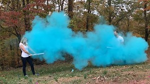 Amazing blue poof! How fun is this epic powder gender reveal battle! Wear white and turn yourselves into a portrait! Fully Biodegradable FDA & FD&C approved Powder. Non toxic! Poof There It Is #poofthereitisreveals #poofthereitis #genderreveal #genderrevealparty #genderrevealideas #pinkorblue #babyannouncement #toriandjon #toriandjonhandcraftedreveals #newbaby #love #instagood #happy #beautiful #instadaily #family #fitpregnancy #fitmom #bestoftheday #baby #babyshower #handmade #pink #blue #ohbab