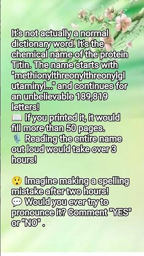 🤯 The World's Longest "Word" Takes 3 Hours to Say,,!#Facts #AmazingFacts #DidYouKnow #Titin#GK