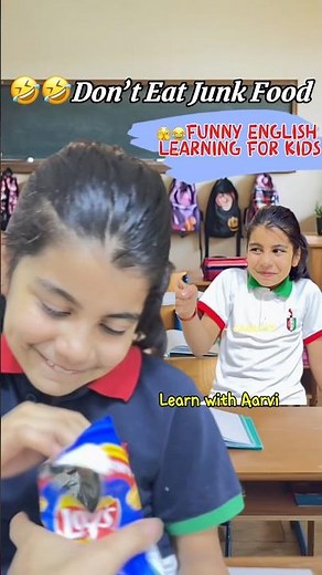 Funny English Conversation in Class | Learn English with Aarvi & Lily #funnyenglish #shorts #english