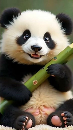 Adorable Panda Hugging a Bamboo Lollipop 🐼🍭| Cutest AI Animation! "Fluffy Panda Cub Enjoying a Bambo