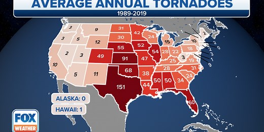Where are tornadoes most common?