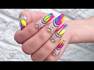 Neon Pigments Gradient Nails, Easy abstract nail art for beginners using neon pigments.