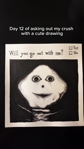 Day 12 of asking out my crush with an adorable drawing 🥰 Ref: @doctor nowhere #drawing #art #horror #sketchbook #foryou