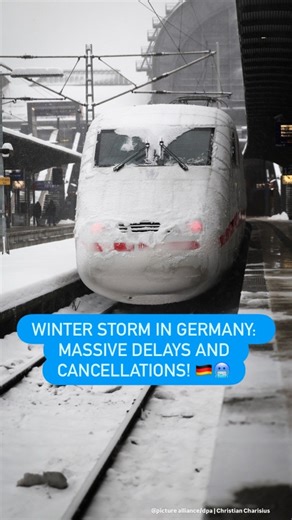 Attention travelers: Heavy snow and freezing weather are causing major travel disruptions across Germany. Travelers should prepare for train and flight delays or cancellations. Are you affected by the winter chaos? #dwtravel #winter #germany #deutschebahn #flights #travelgermany | DW Travel