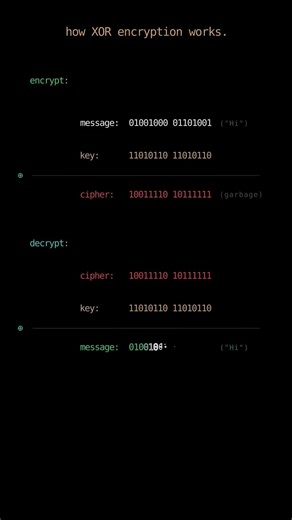 how XOR encryption works in 20 seconds