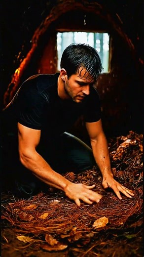 Survival Shelter From a Giant Tree Trunk #bushcraft #camping #diy