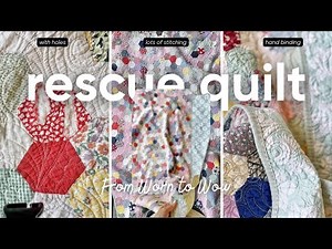 Rescuing a Vintage Hexagon Quilt | Scrappy Pink Quilt Makeover with Dense Free Motion Quilting