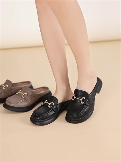 VDEN Women Heel Slip On Half Loafer Shoes (ADD 1 SIZE) Mules Shoes