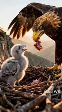 Newborn Eaglet Gets Its First Meal From Mom #eagle #wildlife #heartwarming
