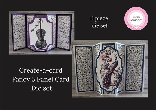 1. Create-a-card Fancy 5 panel Card die set - in April Bundle - Snazzi Scrappin'