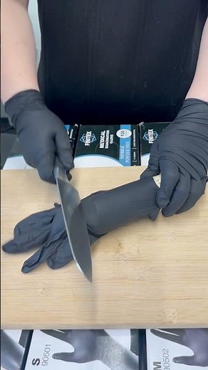 FINITEX 6 mil Black Nitrile Gloves vs. Knife & Radish | Ultimate Durability Test #nitrilegloves
