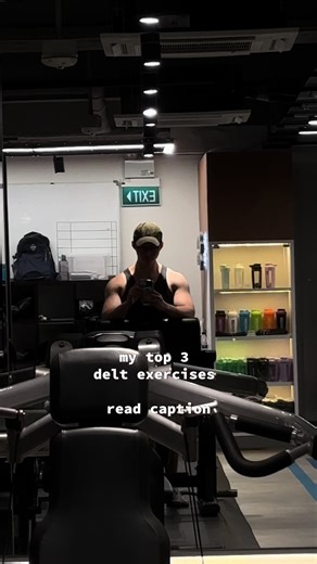 3-Delt exercises for 3-Dimensional shoulders Here’s my go-to exercises to hit all 3 heads: 1️⃣ Seated DB Press – build strength and size in the front. Get seated for added stability to allow your delts to do more work. Other alternatives like Smith or Machine Presses works as well. 2️⃣ Cable Lateral Raises (Wrist Cuffs) – A game changer for isolating the side delts. Constant tension from the cables with lesser worries on grip issues 3️⃣ Seated Rear Delt Fly Machine – Rear delts are often neglect