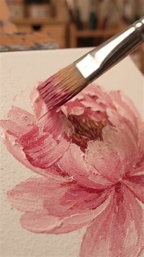 Relaxing Canvas Flower Painting Tutorial for Beginners 🌸 #Shorts