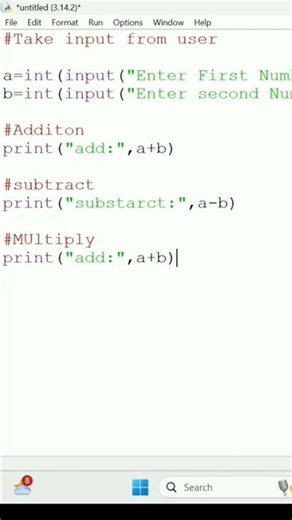 day 4/30 python programs for beginners "add, subtract, multiply division" #pythonlearning