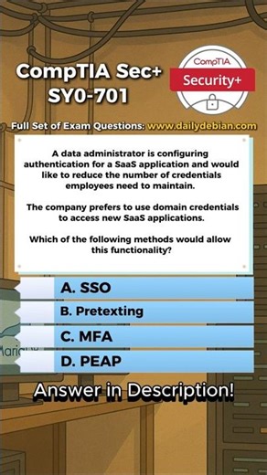 CompTIA Security+ (SY0-701) Exam-Style Practice Question 2026
