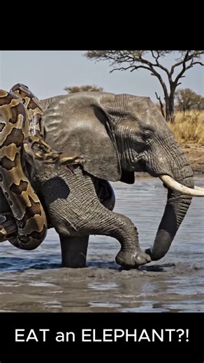 🐘 Big Mistake? Python Tries to Eat Elephant! #Shorts