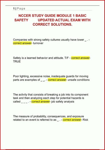 Nccer Study Guide Module 1 Basic Safety Updated Actual Exam video