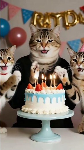 cute cats clapping their hands while singing happy birthday🥳