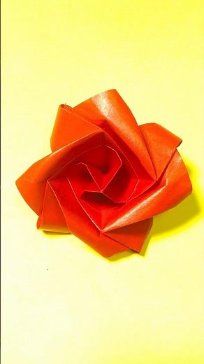 Flower Origami: Easy 3D Rose from One Sheet [No. 2] - How to make an easy origami rose