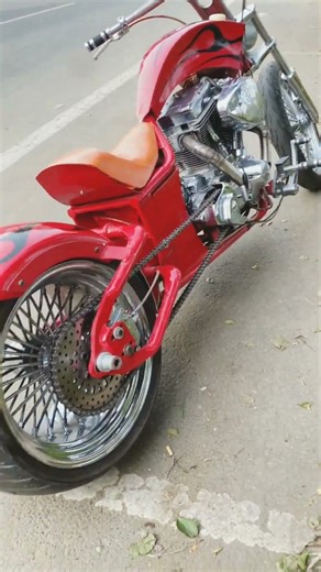 Custom Red Chopper 😈🔥 The Most Badass Motorcycle Ever Built! | Viral Custom Bike 2025 🏍️