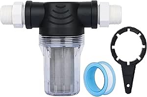 Garden Hose Sediment Filter Water Hose Filter with 100 Mesh Screen, 3/4 Inch Female/Male NPT Garden Hose Filter Pressure Washer for RV Camping Car Wash
