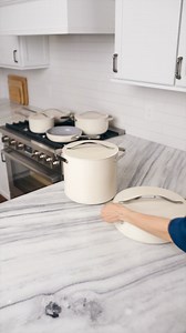 The Cookware Collection: Seamless oven to stove cooking, high anti-splatter walls to keep your kitchen clean, and non-toxic, non-stick ceramic coating. | Caraway