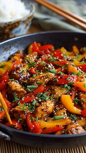 Poulet Sauté Soja Gingembre & Poivrons L'explosion de couleurs et de textures dans un wok vif et parfumé Ce sauté est un véritable festival pour les sens. Le secret de cette recette réside dans la découpe régulière des ingrédients et une cuisson ultra-rapide à feu vif (le principe du "stir-fry"). Les poivrons, qu'ils soient rouges, jaunes ou verts, apportent une douceur sucrée et un croquant qui contraste avec la tendreté du poulet. Le gingembre frais, associé à la sauce soja, crée une base arom