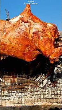 Massive Whole Camel Slow Roasted Over Fire 🔥 Desert BBQ #food #cooking #bbq