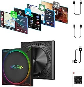 5.0 Wireless CarPlay Android Auto Adapter, Android 13.0 Video AI Box 8GB+128GB, for 2017-2025 Cars with Factory Wired CarPlay Function